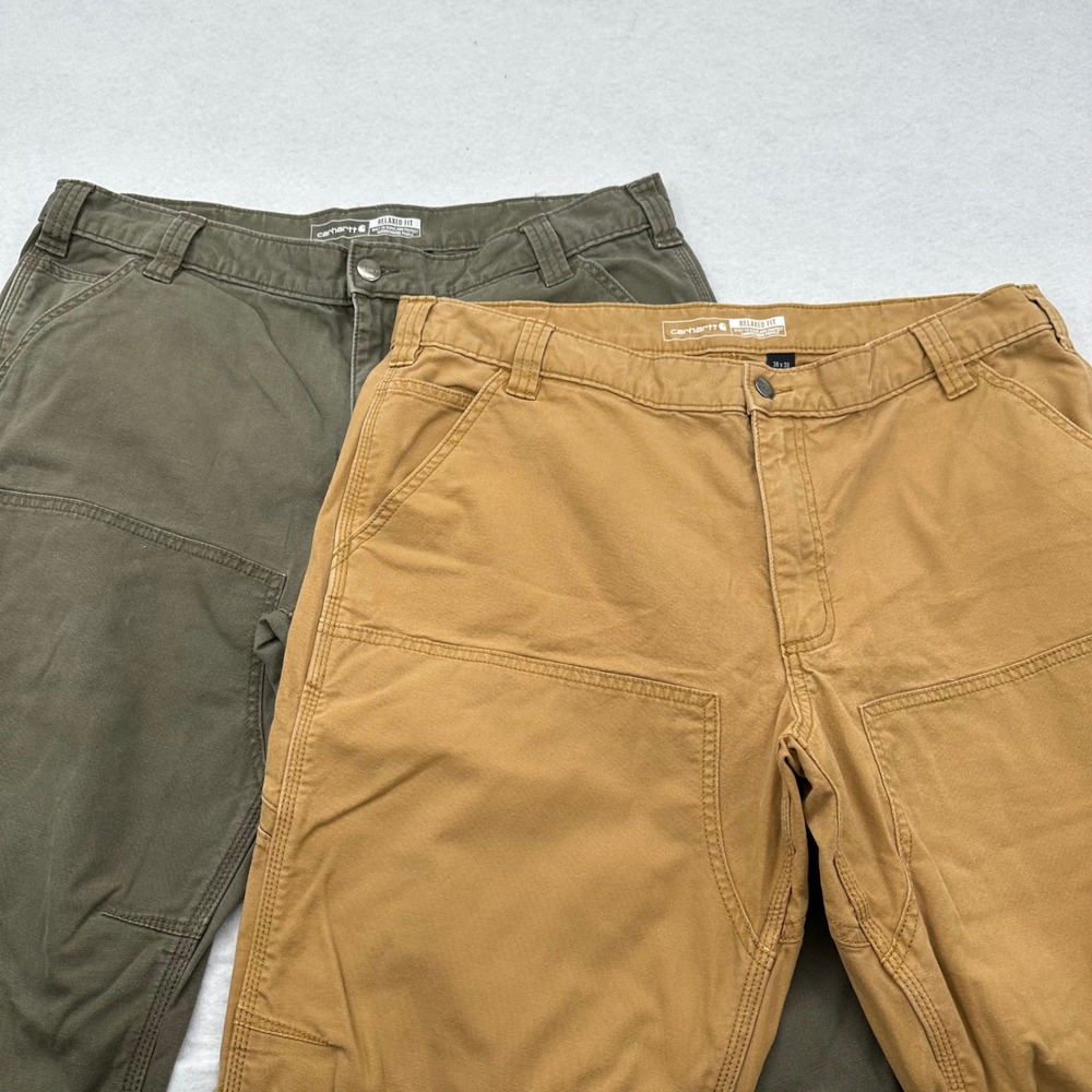 Lot 2 Carhartt Rugged Flex Relaxed Fit Double Front Work Pants 38x30 BN2802-M